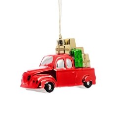 Новогоднее подвесное украшение Феникс-Презент Машина с подарками, 11 х 7 х 5 см
