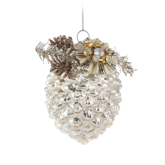 Украшение Shishi ny Шишка серебристая 11 см