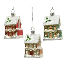 Игрушка елочная Kaemingk домик 4x6 см стекло в ассортименте