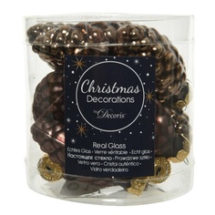 Набор шишек Kaemingk в тубе 6 cм 12 шт коричневый стекло