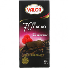 Тёмный шоколад Valor с малиной 70%, 100 г