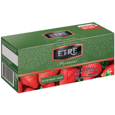 Чай зеленый ETRE с клубникой, 25 пакетиков