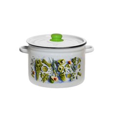 Кастрюля эмалированная сталь, 7 л, с крышкой, крышка сталь, Appetite, Свежая зелень, 1с18с, индукция