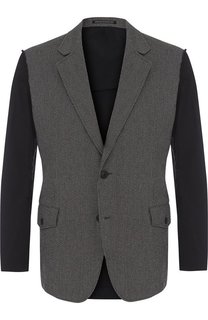 Однобортный хлопковый пиджак с контрастной отделкой Yohji Yamamoto