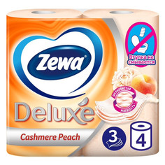 Бумага туалетная бумага туалетная ZEWA Deluxe 4шт в уп. 3-слойные 145 листов аромат персик