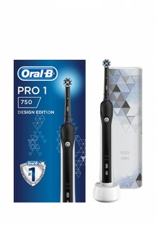 Электрическая зубная щетка Oral B Pro 750 D16.513.UX c футляром для путешествий Design Edition черная