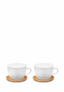 Сервиз чайный Elan Gallery Снежинки, на деревянной подставке