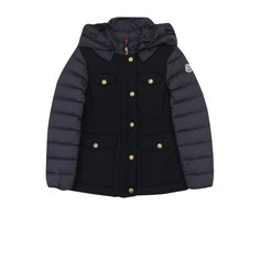 Пуховая куртка с отделкой из шерсти и капюшоном Moncler Enfant