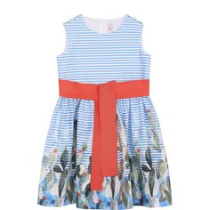 Хлопковое мини-платье с широким поясом и принтом Il Gufo