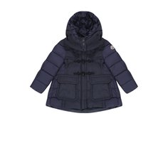 Стеганый пуховик с капюшоном и накладными карманами Moncler Enfant