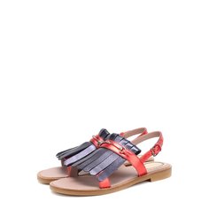 Сандалии из металлизированной кожи с бахромой Gucci