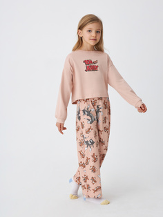 Пижама с принтом Tom and Jerry для девочек (розовый, 134-140) Sela