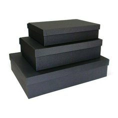 Коробка подарочная РутаУпак Лен, черная, 250 х 170 х 60 мм