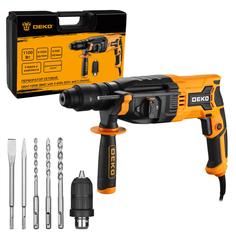 Перфоратор сетевой DEKO DKH1100W в кейсе + набор из 5 буров SDS+ и дополнительный патрон ДЕКО