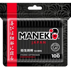 Ватные палочки MANEKI Палочки ватные B&W с черным стиком 100