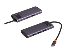 Хаб USB Baseus Metal Gleam Series 6-in-1 Type-C - 3xUSB3.0+ HDMI+PD+VGA Grey WKWG030013