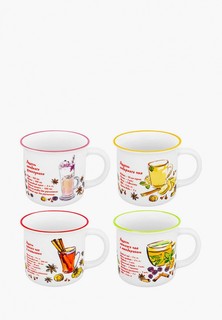 Набор кружек Elan Gallery 355 мл 13х9,5х8,8 см, Приятного чаепития-Рецепты напитков (надпись на дне каждой кружки)