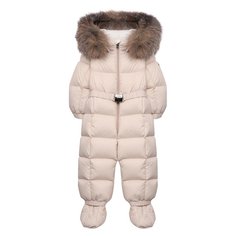 Пуховый комбинезон с мехом Moncler