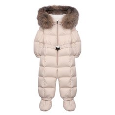 Пуховый комбинезон с мехом Moncler