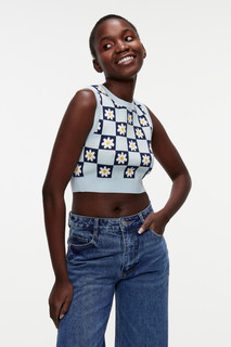 Топ-майка вискозный вязаный с цветочным принтом Befree