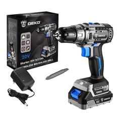 Дрель-шуруповерт аккумуляторная бесщеточная DEKO Sharker 20V, 20В, 1*3.0Ач ДЕКО