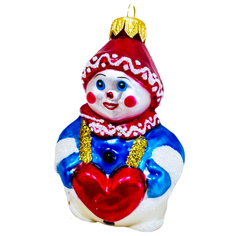 Елочное украшение Коломеев "Снеговичок с сердечком", серия "ВС", в подарочной упаковке, h-10 см