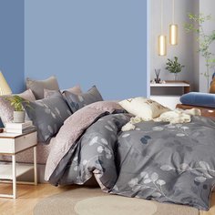 Постельное белье евростандарт, простыня 230х250 см, 2 наволочки 70х70 см, 2 наволочки 50х70 см, пододеяльник 200х220 см, Cleo, сатин, коллекция Satin de Luxe, 31/0073-SK