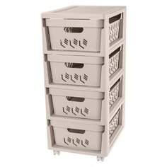 Комод 4 ящика, Deluxe, 38.5х30х69 см, светло-бежевый, С32769/433276934, Бытпласт