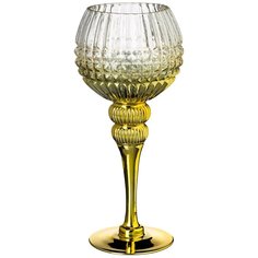Подсвечник декоративный стекло, 1 свеча, 10х30 см, золотой, Lefard, 185-314
