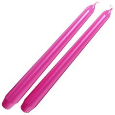 Свеча ароматизированная, 25х2.1 см, коническая, 2 шт, розовая, Bartek Candles, Металлик