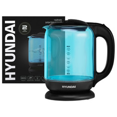Чайники чайник HYUNDAI HYK-G2806 2200Вт 1,8л стекло черный/голубой