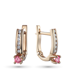 Серьги из желтого золота э0312сг05090500_pink ЭПЛ Даймонд
