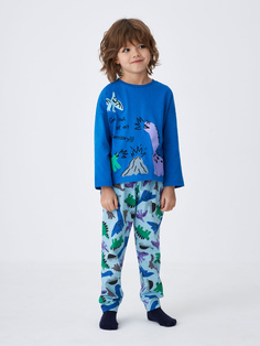Пижама с принтом для мальчиков (синий, 104-110) Sela