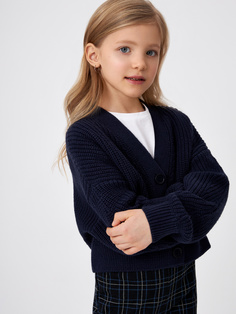 Вязаный кардиган для девочек (синий, 122) Sela