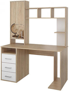 Стол компьютерный с надстройкой Мика СТЛ.165.16 Дуб сонома/Белый Bravo