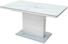 Стол ALTA 120 GREY-WHITE MARBLE/ WHITE глазурованное стекло Bravo