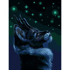 Картина по номерам на холсте Три Совы Мистический кот, 30 х 40 см