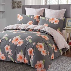 Постельное белье евростандарт, простыня 230х250 см, 2 наволочки 70х70 см, 2 наволочки 50х70 см, пододеяльник 200х220 см, Karteks, сатин, КВ526