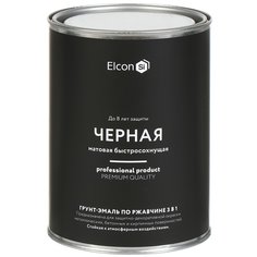 Грунт-эмаль Elcon, 3в1 матовая, по ржавчине, черная, RAL 9005, 0.8 кг