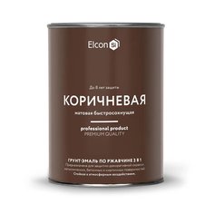 Грунт-эмаль Elcon, 3в1 матовая, по ржавчине, коричневая, RAL 8017, 0.8 кг