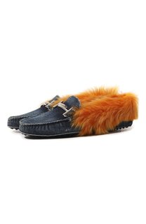 Мокасины из денима с отделкой из овчины Tod’s
