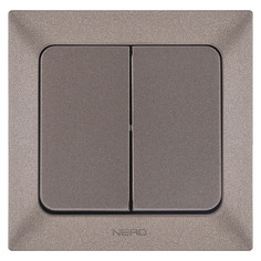 Выключатели встраиваемые выключатель 2-клавишный NE-AD Aras металлик мокка