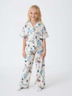 Трикотажная пижама с принтом для девочек (принт, 134-140) Sela