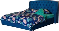 Мягкая интерьерная кровать Стефани 1400, П/М, ткань, Синий Bravo