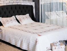 Мягкая интерьерная кровать "Стефани" 1400, БП/М, ткань, Черный Bravo