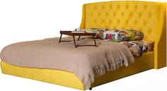 Мягкая интерьерная кровать Стефани 1400, П/М, ткань, Жёлтый Bravo