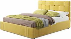 Мягкая кровать Tiffany 1600 желтая с подъемным механизмом Bravo