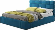 Мягкая кровать Tiffany 1600 синяя с подъемным механизмом Bravo
