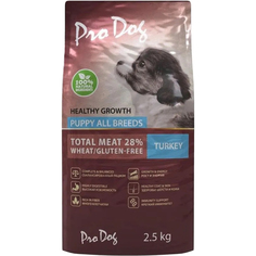 Корм для щенков PRO DOG для всех пород для здорового роста и энергии индейка 2,5 кг