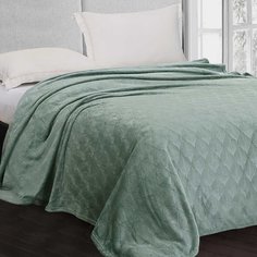 Плед 2-спальный, 180х200 см, велсофт, 100% полиэстер, CL Home, Magnolia, зеленый, 180/006-MAG/LA